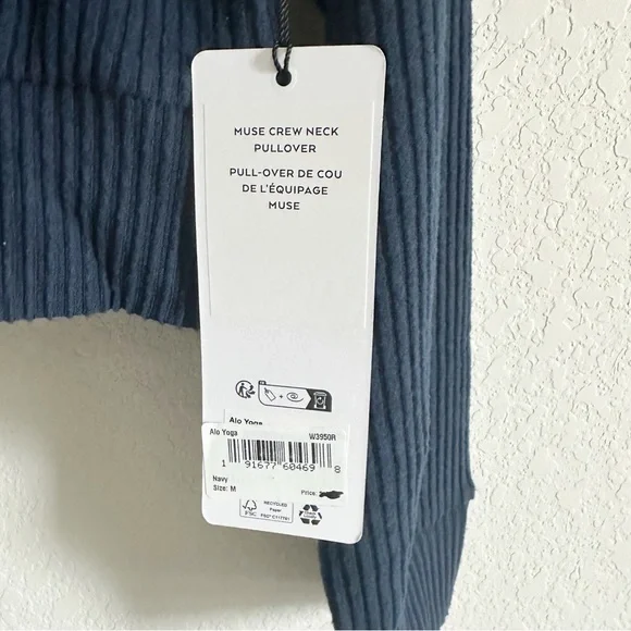 NWT Alo Yoga Muse Crew Neck Pullover Top Long Sleeve Sweater Navy Blue Sz M - Picture 5 of 7